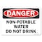 Signmission Safety Sign, OSHA Danger, 5" Height, Non Potable Water Do Not Drink, Landscape OS-DS-D-57-L-19455 - alternate 1